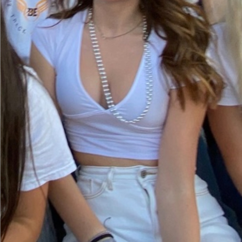 White Garage crop top